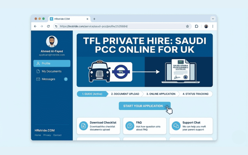 Profile Overview for TFL PRIVATE HIRE - SAUDI PCC ONLINE FOR UK